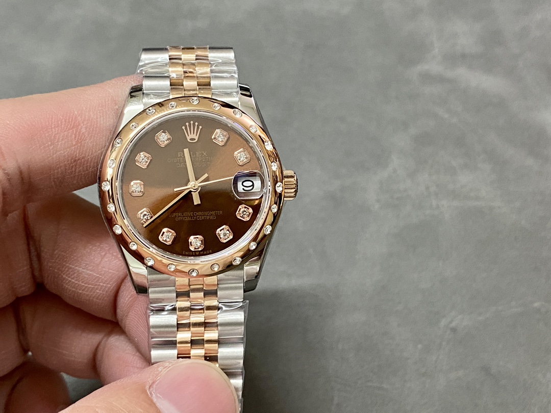 Rolex Datejust 31 Stainless Steel and Rose Gold Chocolate Diamond Dial m278341rbr 0028